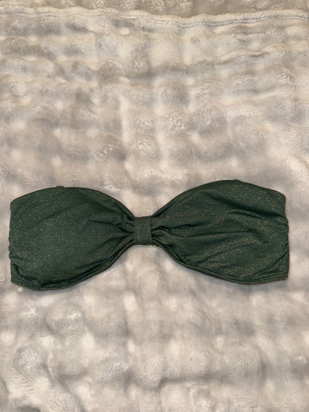 L Sparkle Dark Green Bandeau Bikini Top